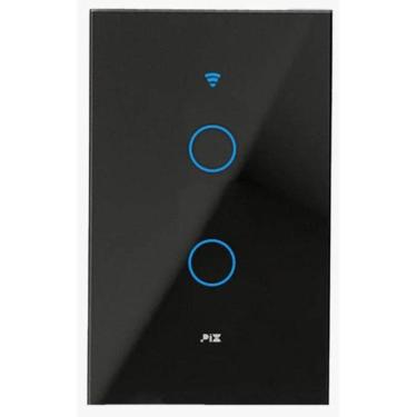 Imagem de Interruptor Smart Touch Wifi Google Alexa 2 Teclas - Preto