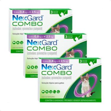 Imagem de Combo 3 NexGard Combo Gatos 0,8Kg a 2,5Kg - 3 Aplicadores 0,3ml - Boeh