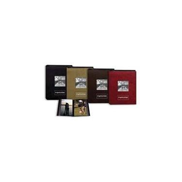 Imagem de Álbum de fotos de camurça sintética bordado Pioneer com moldura frontal, comporta 100 fotos de 10 x 15 cm, 1 por página. Cor: Marrom escuro