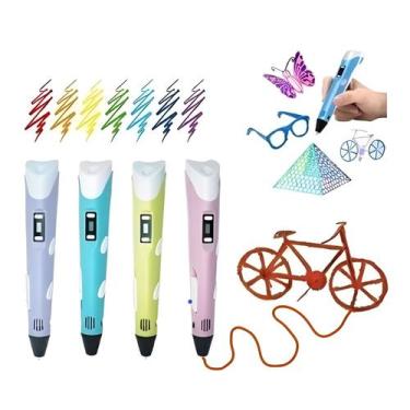 Imagem de Caneta 3d Impressora Porta Caneta infantil+ Refil Colorida - ZEM