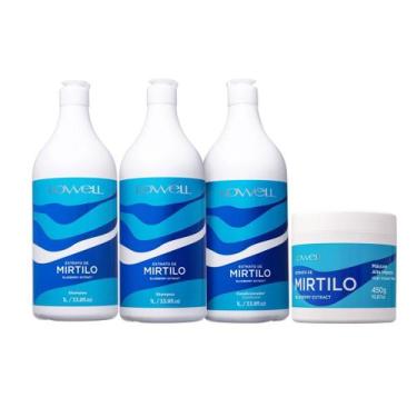 Imagem de Kit Mirtilo 2 Shampoos + 1 Condicionador 1 Litro + Máscara 450g Lowell
