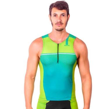 Imagem de Top camisa sem mangas triathlon elite neon proteção uv 50+ kauna, GG