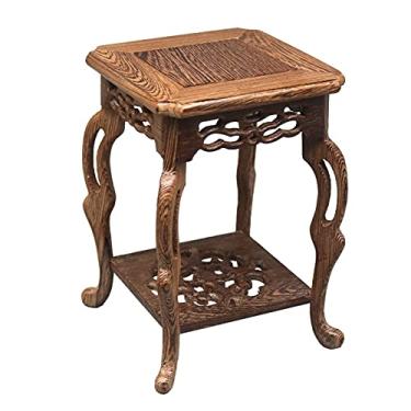 Imagem de LICONG-2020 Base de bonsai base de madeira para vaso com base de vaso mini vaso ornamentos de jade bule de chá asa de frango de madeira prateleira base de vaso de flores (cor: A)