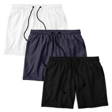 Imagem de Kit 3 Short Praia Bermuda Mauricinho Tactel Elastico Com Cordao Liso Esportivo Verao Academia Macio-Masculino