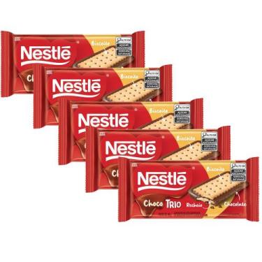 Imagem de Chocolate Nestlé Choco Trio Amendoim Kit 5 Pacotes de 90g