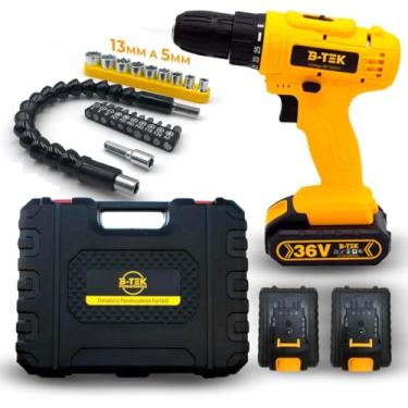 Imagem de Furadeira e Parafusadeira Portátil Sem Fio a Bateria 36V + Kit Maleta com acessórios 24 peças - 110/220V