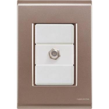 Imagem de Cj Tomada Conexão Tv Sat Coaxial Liz Ouro Velho Tramontina Completo Pr