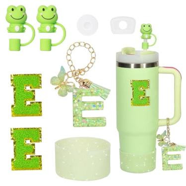 Imagem de Liangang Conjunto de 8 peças de acessórios de copo verde para Stanley 850 g 1,134 g, incluindo bota, tampa à prova de derramamento, 2 peças de capa de canudo Stanley e 2 peças de letras adesivas