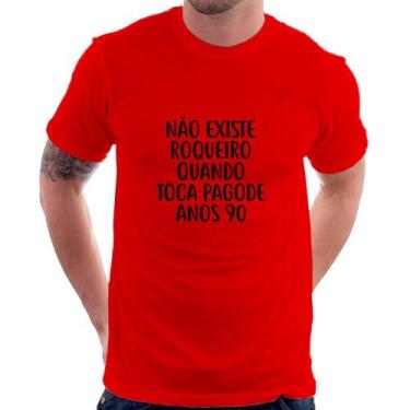 Imagem de Camiseta Não existe roqueiro quando toca pagode anos 90 - Foca na Moda