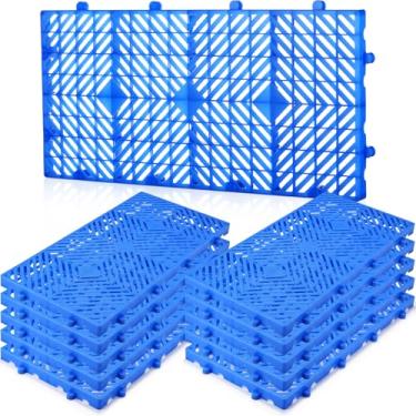 Imagem de Colingmill 10 Pçs Paletes de Plástico Leve À Prova de Umidade Piso Impermeável Grade Grade Grade Palete de Ventilação para Garagem Supermercado Porão Exterior (23,6 x 11,8 x 1,18 polegadas, Azul)