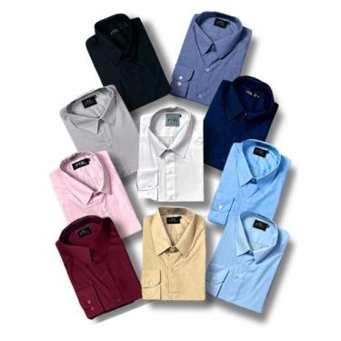 Imagem de KIT 10 peças - Camisa Social Manga Longa Slim e Tipo Linho (sem azul e