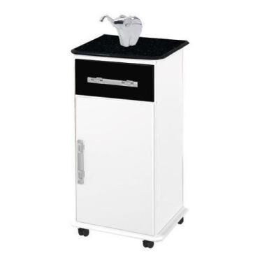 Imagem de Buffet aparador Colombia 2 portas balcão retrô fechado cor Preto fosco