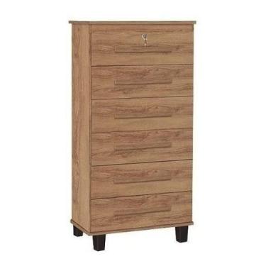 Imagem de Comoda Alta G-6 06 Gavetas Com Fechadura Canelato - Trinobel