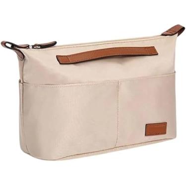 Imagem de Bolsa organizadora de tecido de cetim para bolsas Longchamp Le Pliage Series Expandir espaço bolso com inserção anticolapso (bege, G - 31 x 21 x 14 cm)