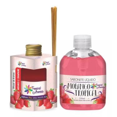 Imagem de Kit Difusor e Sabonete Líquido 250ml Tropical Aromas, Morango