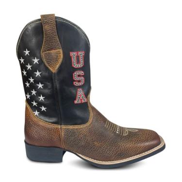 Imagem de Bota Masculina Texana Cano Longo Country Rodeio Cowboy Cavalgada Couro Agro Paint Horse (Marrom, BR, Adulto, Numérico, 37)