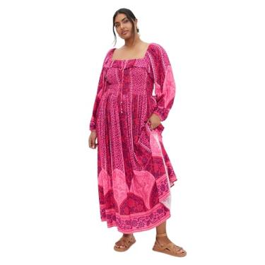 Imagem de City Chic Vestido Plus Size Estelle Maxi Berry, Campo dos sonhos, 46