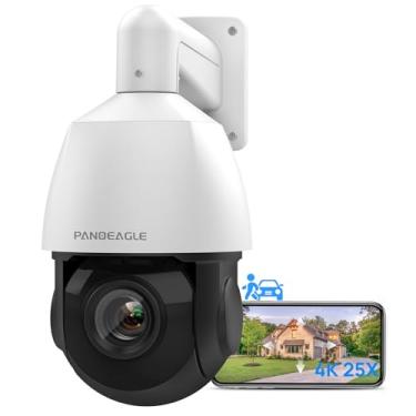 Imagem de PANOEAGLE Câmera Ip Ptz Poe 4K 8Mp Com Pan Tilt Zoom Óptico 25X, Detecção De Pessoas/Veículos, Visão Noturna Ir De 328 Pés, Conversação Bidirecional, Rastreamento Automático/Cruzeiro, Slot Sd (512 G