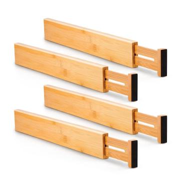 Imagem de Divisórias de gaveta Utoplike Bamboo, organizadores ajustáveis de 4 peças