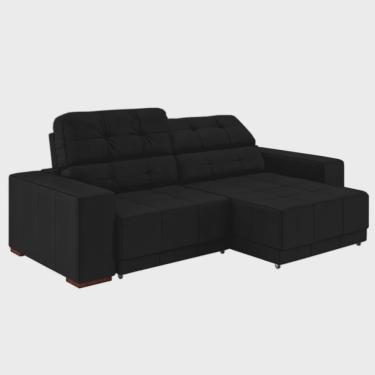 Imagem de Sofá Sala de Estar Retrátil e Reclinável 3 Lugares Lisboa 230cm Couro Preto G58 - Gran Belo