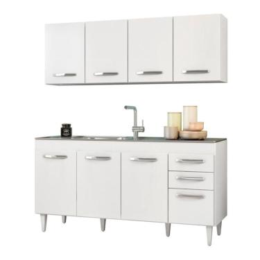 Imagem de Armário Aéreo Panamá e Balcão Gabinete de Pia 160cm Lumil