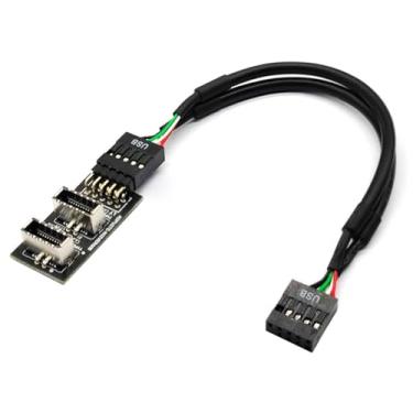 Imagem de CY Dual USB 3.1 Chave de soquete do painel frontal - A tipo-E para USB 2.0 9 pinos 10 pinos conector de placa principal adaptador de extensão de cabo macho