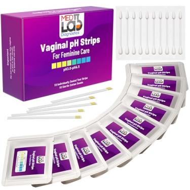 Imagem de Kit de tiras de teste de pH vaginal para mulheres (10 unidades) embalado individualmente para equilíbrio de pH, vaginose bacteriana (BV), infecções fúngicas e menopausa
