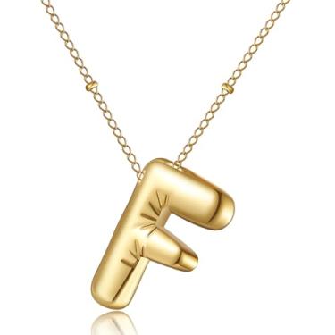 Imagem de Colar com letra inicial bolha para mulheres, banhado a ouro 18 K, balão inchado, alfabeto, pingente de corrente para meninas adolescentes, pingentes delicados, joias modernas, presente para namorada