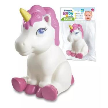 Imagem de Mordedor Infantil Brinquedo Banho Bebê Unicórnio Macio 12cm - Cometa B