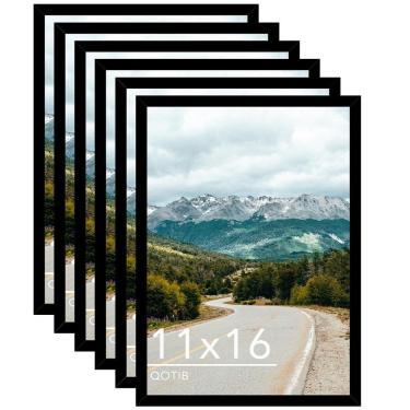 Imagem de Porta-retratos QOTIB 11x16cm de madeira preta para parede, pacote com 6