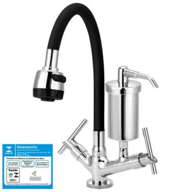 Imagem de Torneira Gourmet Flexível de Cozinha Mesa Com Filtro Preta C61 - Furki