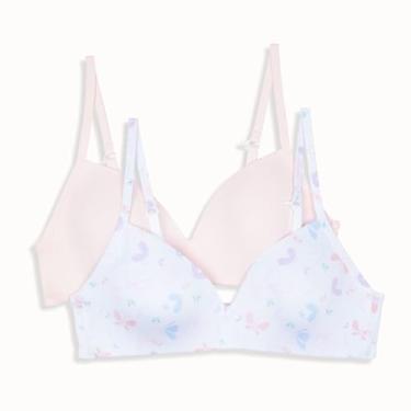 Imagem de Hanes Sutiã sem aro moldado para meninas, pacote com 2, Buttterfly Toss/Light Buff, 34A