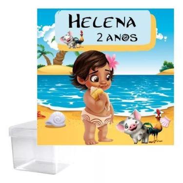 Imagem de Kit 20 Caixinha Acrílica Personalizada Moana Baby - Barbara Utilidades