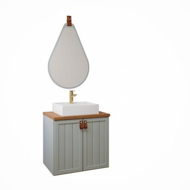 Imagem de Gabinete de Banheiro Alure 60 com espelho gota Pistache/Freijo - mgm