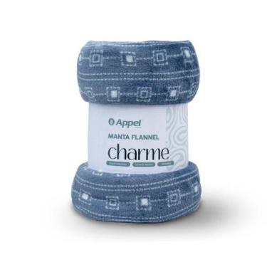 Imagem de Manta Microfibra Casal Flannel Appel Charme Geo Azul
