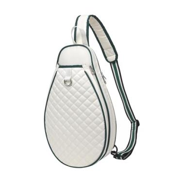 Imagem de Colaxi Tennis Racket Bag Badminton Racquet Bag Portable Pão 2 raquetes de tênis Bolsa de transporte de tênis para treinar homens, Branco Verde