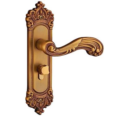 Imagem de Maçaneta criativa para móveis - Maçaneta de porta vintage com chave, fechaduras mecânicas de estilo europeu, maçaneta de porta interna para hotel, escritório, apartamento, quarto