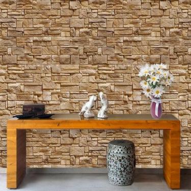 Imagem de Papel de Parede Pedras Rústicas em Marrom - Inove Papéis de Parede