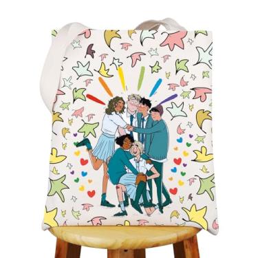 Imagem de WZMPA Sacola de lona para fãs de Nick and Charlie para meninos, presente inspirado no amor, bolsa de ombro Nick & Charlie para fãs de séries de TV, Heartstop Tg, Large