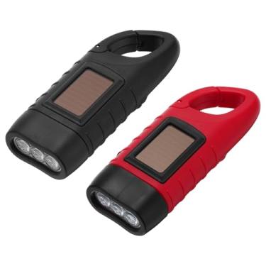 Imagem de PATIKIL Lanterna de manivela movida a energia solar, 2 peças de lanterna de LED recarregável para emergências, carregamento de energia solar para acampamento, caminhada, esportes ao ar livre,