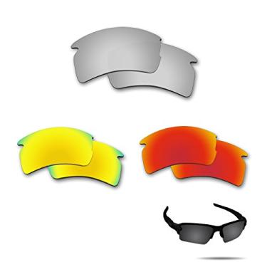 Imagem de Fiskr Lentes de reposição para óculos de sol Oakley Flak 2.0 XL, pacote com 3 pares, Prata, vermelho e dourado, Standard