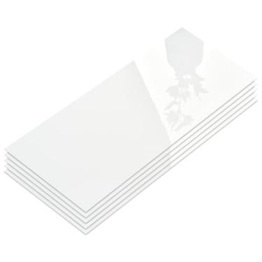 Imagem de Revestimento de parede autoadesivo de 10 folhas para metrô, 30,5 x 61 cm, acrílico branco brilhante, à prova d'água, azulejos adesivos para cozinha, banheiro, chuveiro