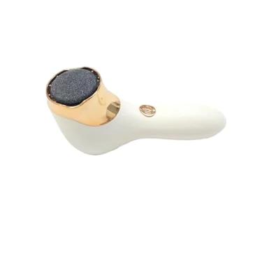 Imagem de Esfoliador Elétrico para Pés Recarregável USB 2 Discos Portátil Branco e Dourado"