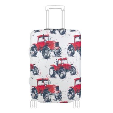 Imagem de Joisal Capa de bagagem grande para trator vermelho 71 cm para mala aprovada pela Tsa, identificador de bagagem, trator vermelho, G 66-71 cm, Trator vermelho, L 26-28 in
