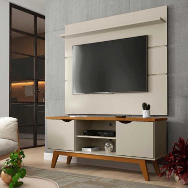 Imagem de Rack Com Painel Marselha Para Tvs De Até 46'' Patrimar Off White Com Cumaru