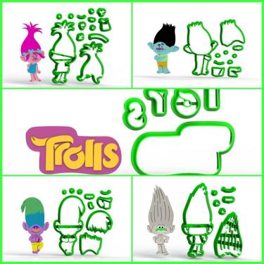 Imagem de Cortador Kit Trolls - 5 Modelos Modulares Mod 1 Tamanho 8 Cm