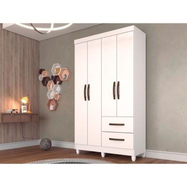 Imagem de Roupeiro Estrela Em Mdp Com 4 Portas E 2 Gavetas Sallêto Branco