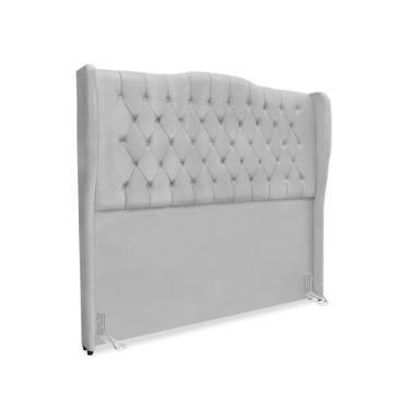 Imagem de Cabeceira De Cama Box Queen 160 Cm Dubai Premium - Veludo Cinza