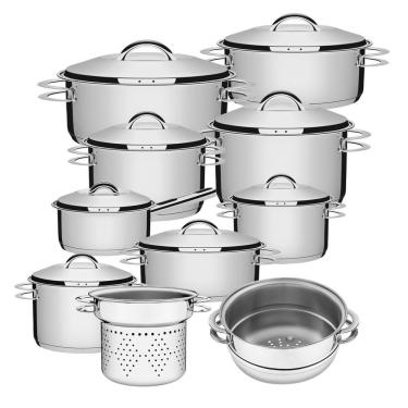 Imagem de Jogo De Panelas Solar 10 Peças Em Aço Inox Fundo Triplo Tramontina