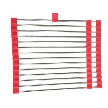 Imagem de Escorredor Esteira Inox Louça Cozinha Pia Flexivel Extensivel Multiuso Silicone Dobrave...